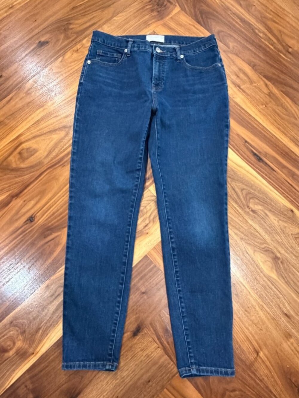 EVERLANE High Rise Skinny Jean High Stretch Size 32R Deep Indigo Color...